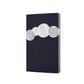 Luxury dark blue perfume box with silver Arabic script and floral medallions, featuring premium oud fragrance design