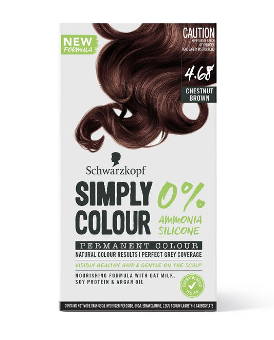 Schwarzkopf Simply Color Permanent Hair Colour 142.5ml - Chestnut Brown 4.68