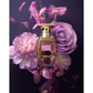 Violet Bouquet perfume bottle with purple flowers, luxury fragrance for women