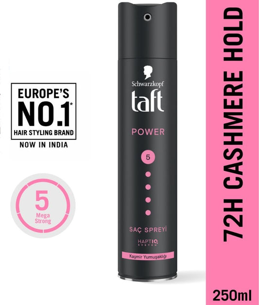 Schwarzkopf TAFT Power Cashmere Hold 5 Hair Spray for Heat Protection & Softer Hair -250ml
