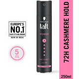 Schwarzkopf Taft Power hair spray 250ml, 72H cashmere hold, mega strong styling product.