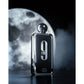 Afnan 9pm perfume bottle with black label, moonlit background and smoky atmosphere