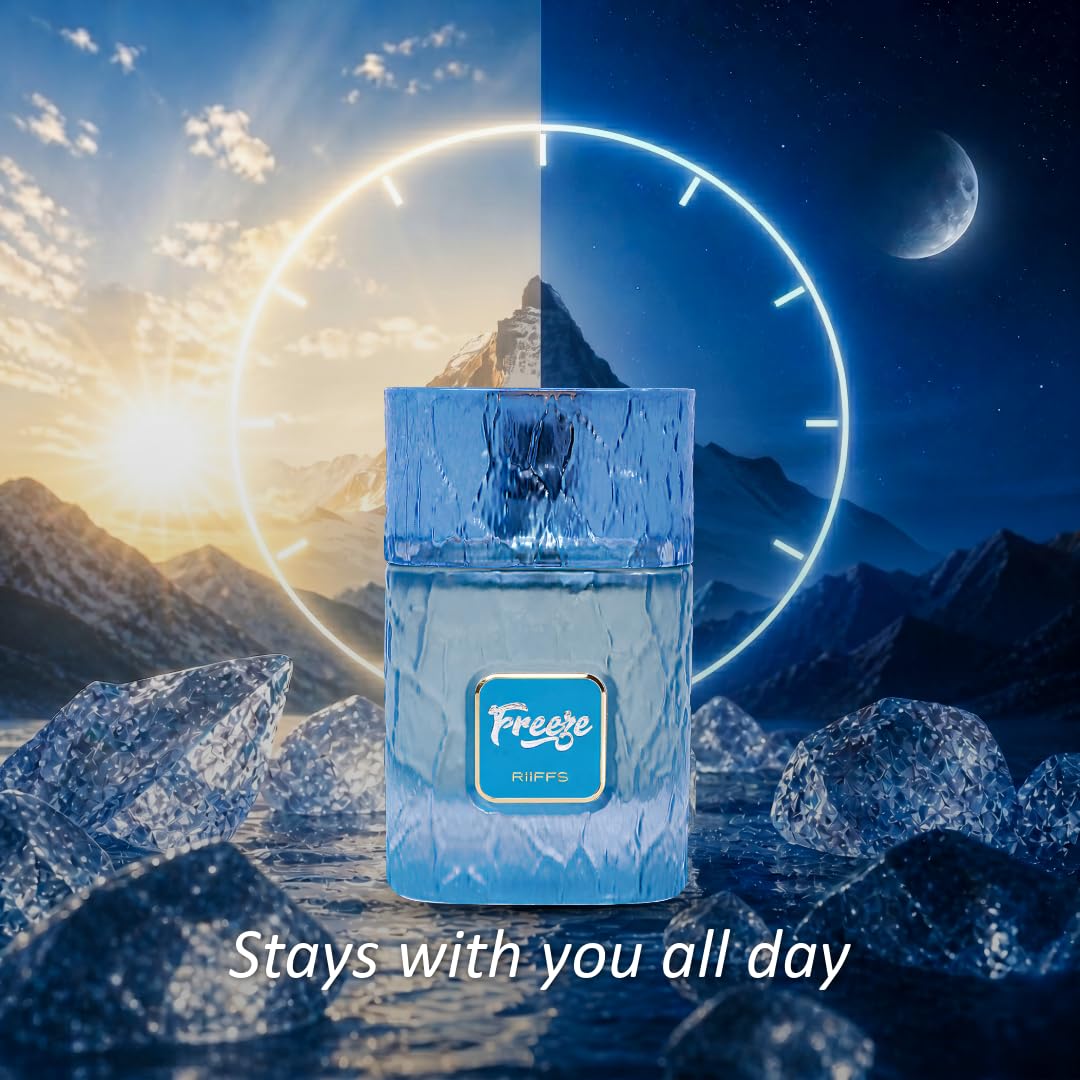 RiiFFS Freeze Extrait De Parfum 100ml | Unisex Long Lasting Perfume | Fresh Citrus, Mint & Amber Fragrance | Premium Day-to-Night Scent for Men & Women | Eau de Parfum Spray