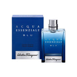 Acqua Essenziale Blu Eau de Toilette for men, blue perfume bottle and matching box.