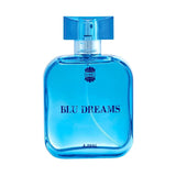 Blu Dreams fragrance bottle 100ml, rectangular blue glass with spray top, beauty product