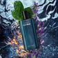 Davidoff Cool Water perfume bottle with mint leaves, lavender, and water splash background