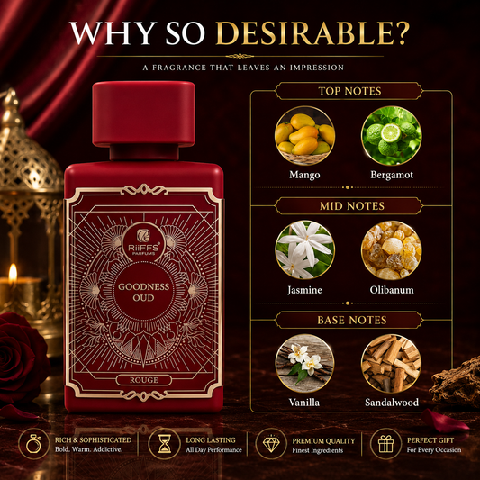 RiiFFS Goodness Oud Rouge | Long-Lasting Eau De Parfum | Luxurious Unisex Fragrance – Long-Lasting & Elegant Gift – 100ml (Red)