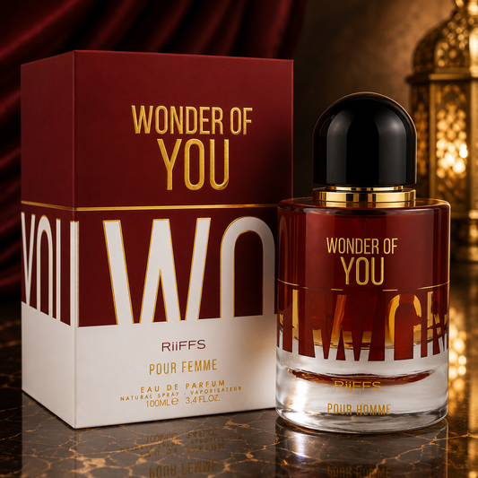 Wonder of You RiiFFS Pour Femme & Pour Homme luxury perfume set with red gold packaging