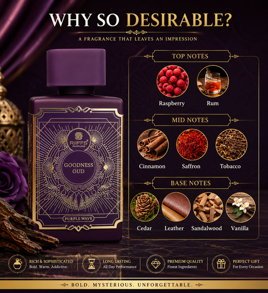 RiiFFS Goodness Oud Purple Wave | Long-Lasting Eau De Parfum | Luxurious Unisex Fragrance – Long-Lasting & Elegant Gift – 100ml (Purple)