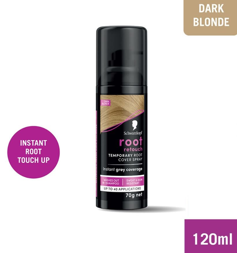 Schwarzkopf Root Retouch Temporary Root Cover Spray For Grey Coverage 120ml - Dark Blonde