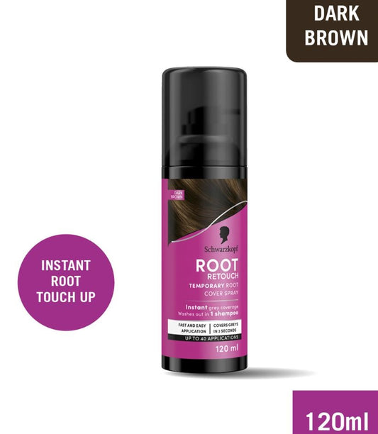 Schwarzkopf Root Retouch Temporary Root Cover Spray For Grey Coverage 120ml - Dark Brown