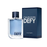 Calvin Klein Defy Eau de Toilette 100ml bottle and blue box, fragrance product shot