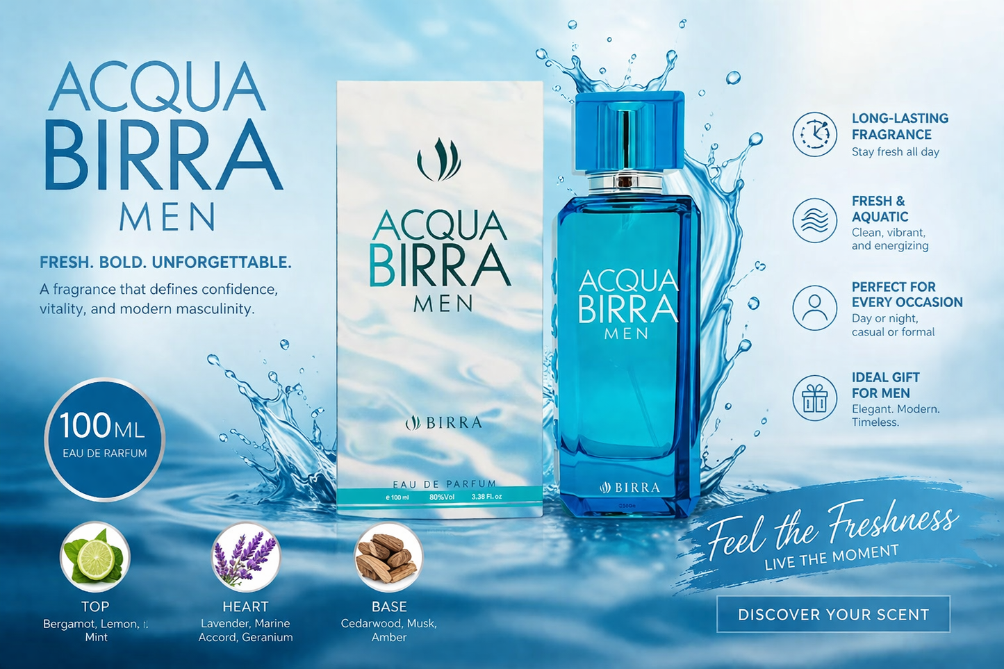 BIRRA Men Acqua Long Lasting Eau De Parfum- 105 ml
