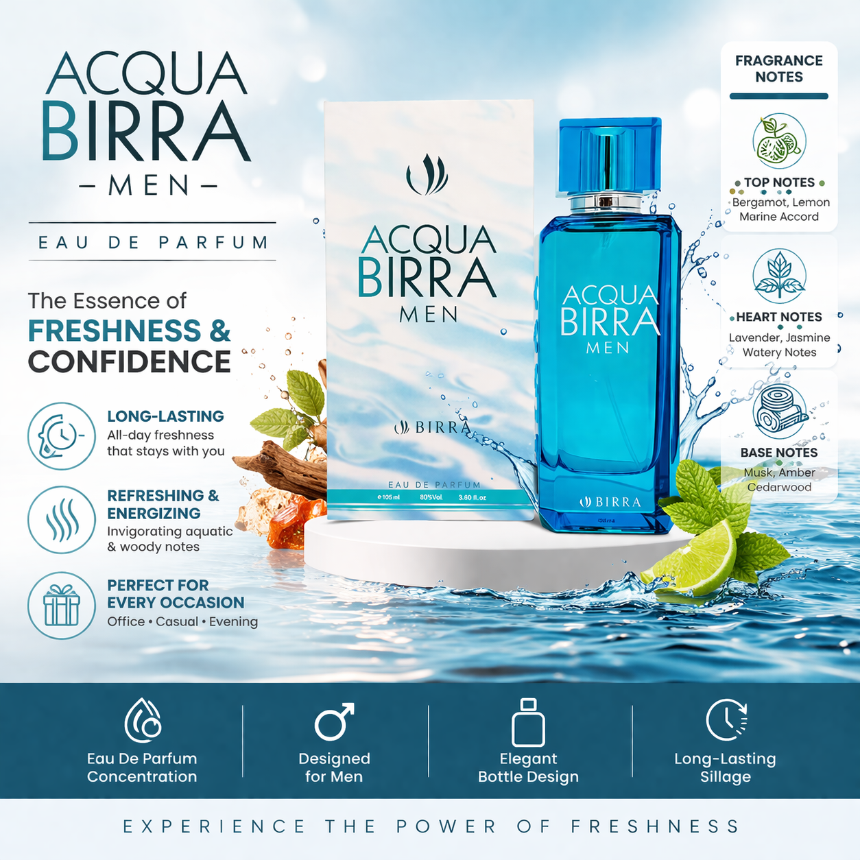 BIRRA Men Acqua Long Lasting Eau De Parfum- 105 ml