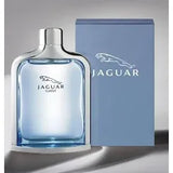 Jaguar Classic perfume bottle and box in blue, luxury men’s fragrance product display